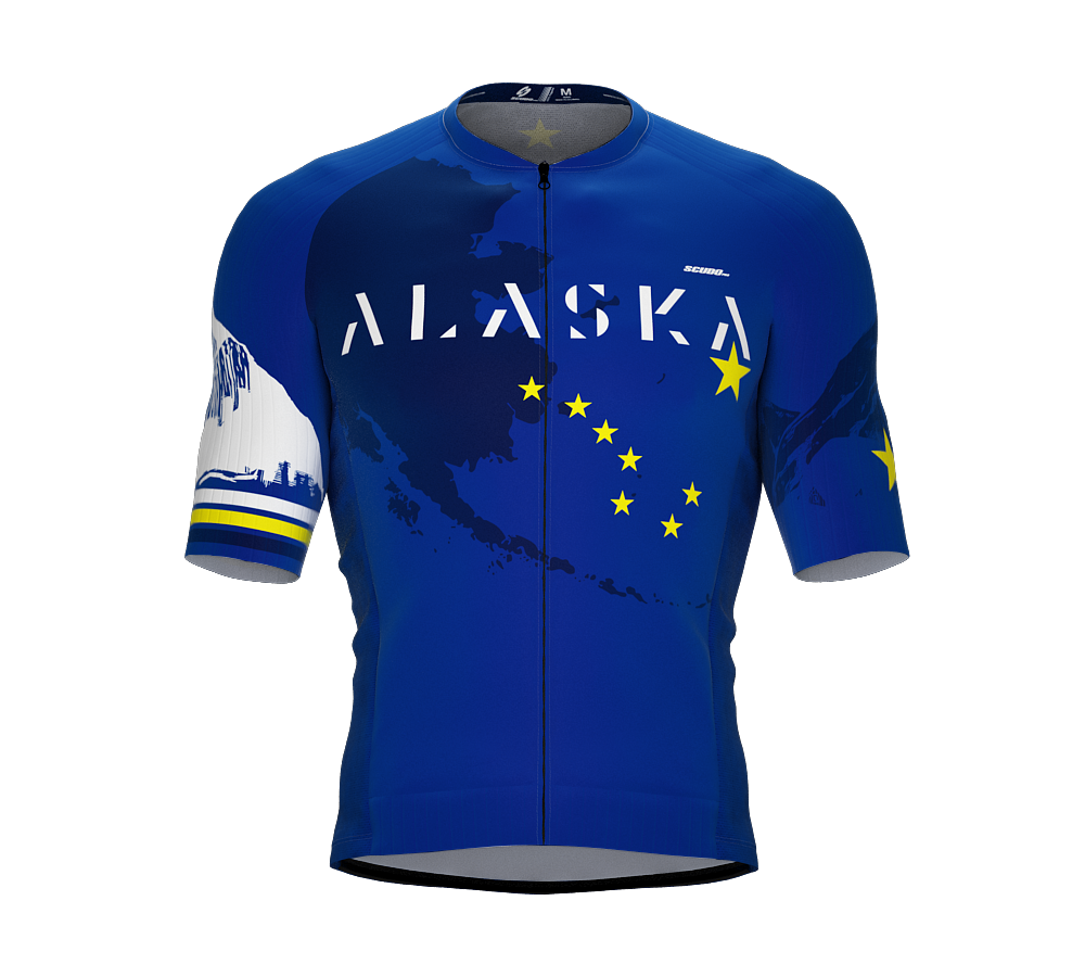 ScudoPro Pro-Elite Short Sleeve Cycling Jersey Alaska USA State Icon landmark symbol identity  | Men and Women