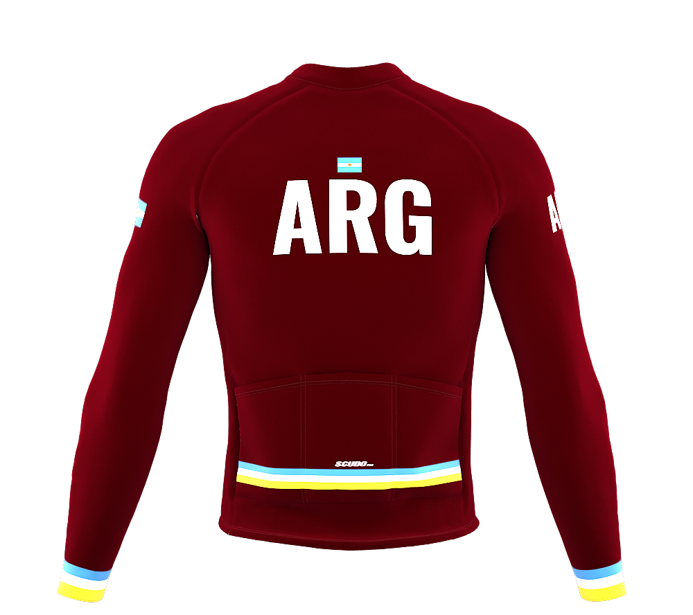 ScudoPro Pro Thermal Long Sleeve Cycling Jersey Country CODE Argentina Vine | Men and Women