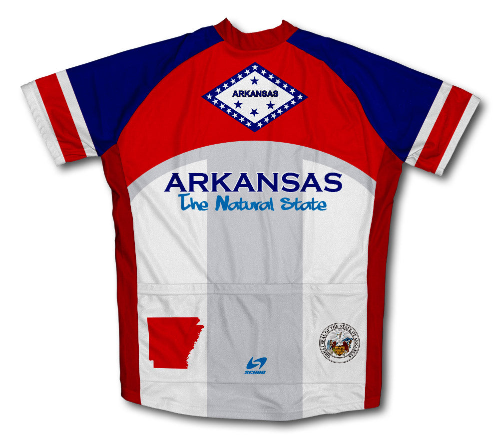 Arkansas Flag Short Sleeve Cycling Jersey for Men and Women