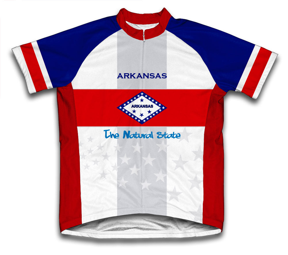 Arkansas Flag Short Sleeve Cycling Jersey for Men and Women