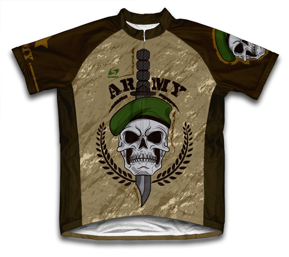 Army Skull Short Sleeve Cycling Jersey for Men and Women