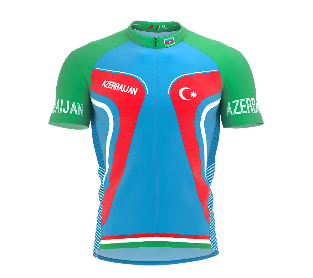 Azerbaijan  Full Zipper Bike Short Sleeve Cycling Jersey