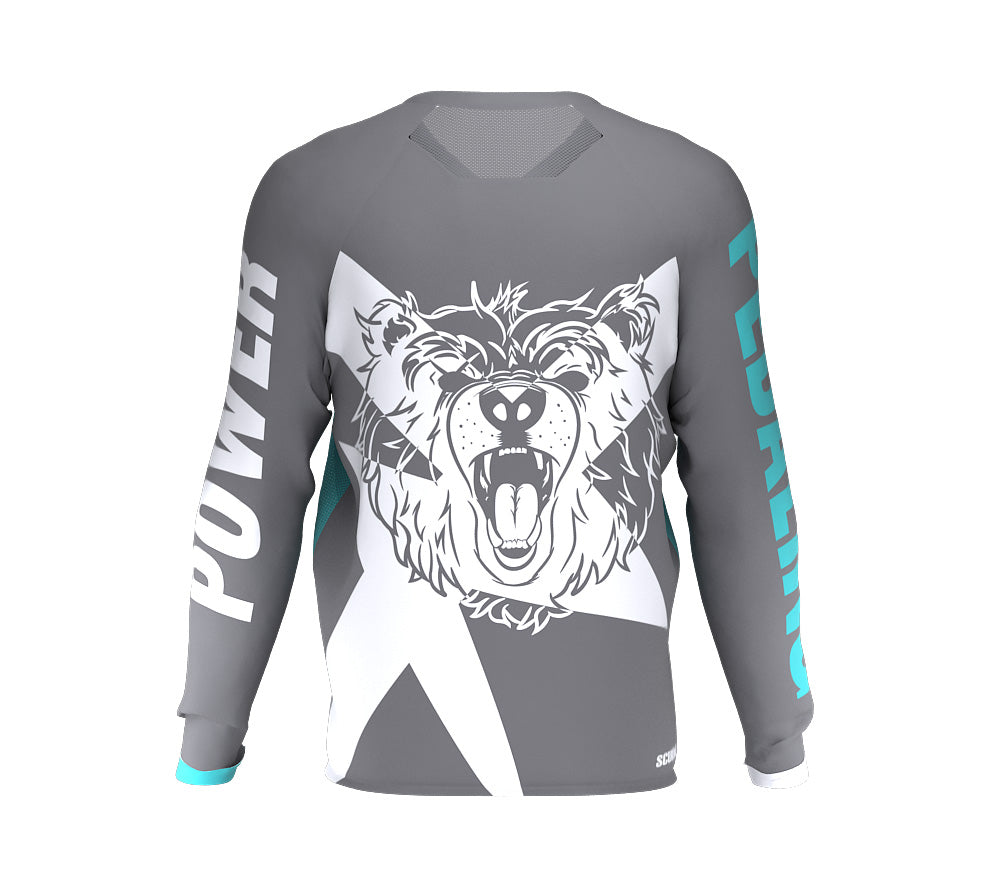 Bear Pedaling Power Gray Scudopro Cycling MTB BMX Jersey Long Sleeve for Men and Woman
