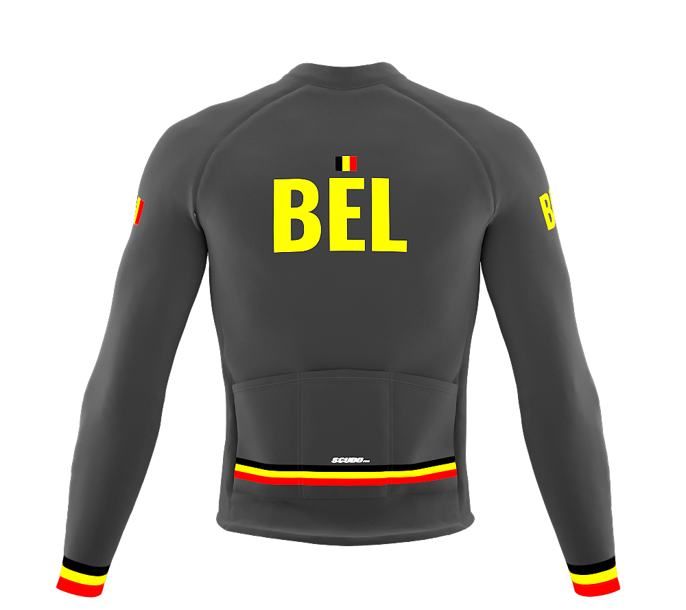 ScudoPro Pro Thermal Long Sleeve Cycling Jersey Country CODE Belgium Gray | Men and Women