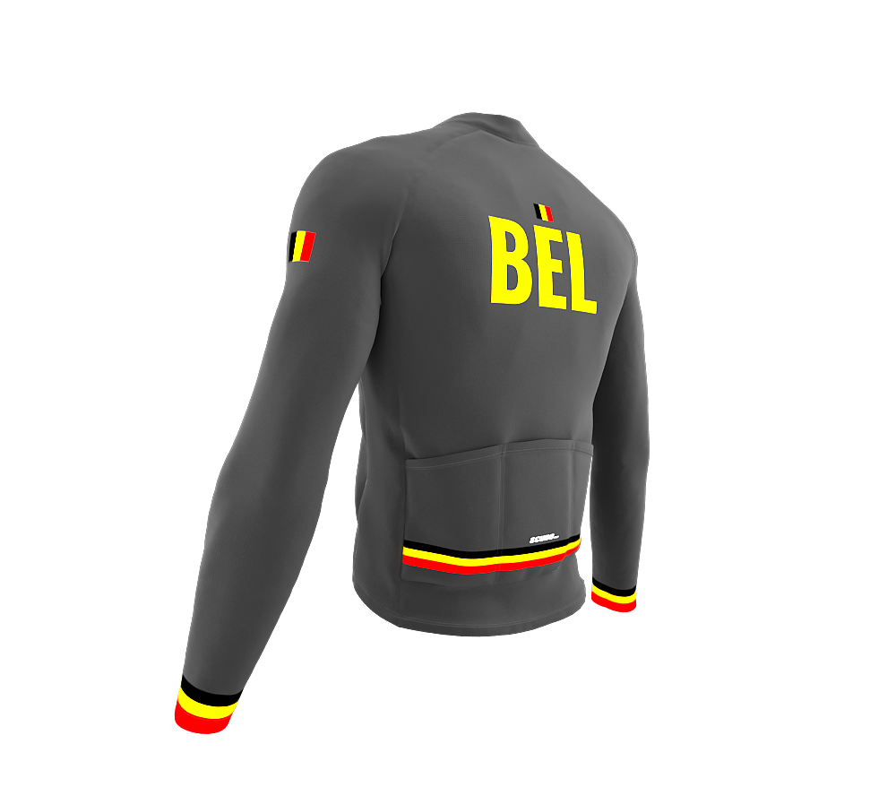 ScudoPro Pro Thermal Long Sleeve Cycling Jersey Country CODE Belgium Gray | Men and Women