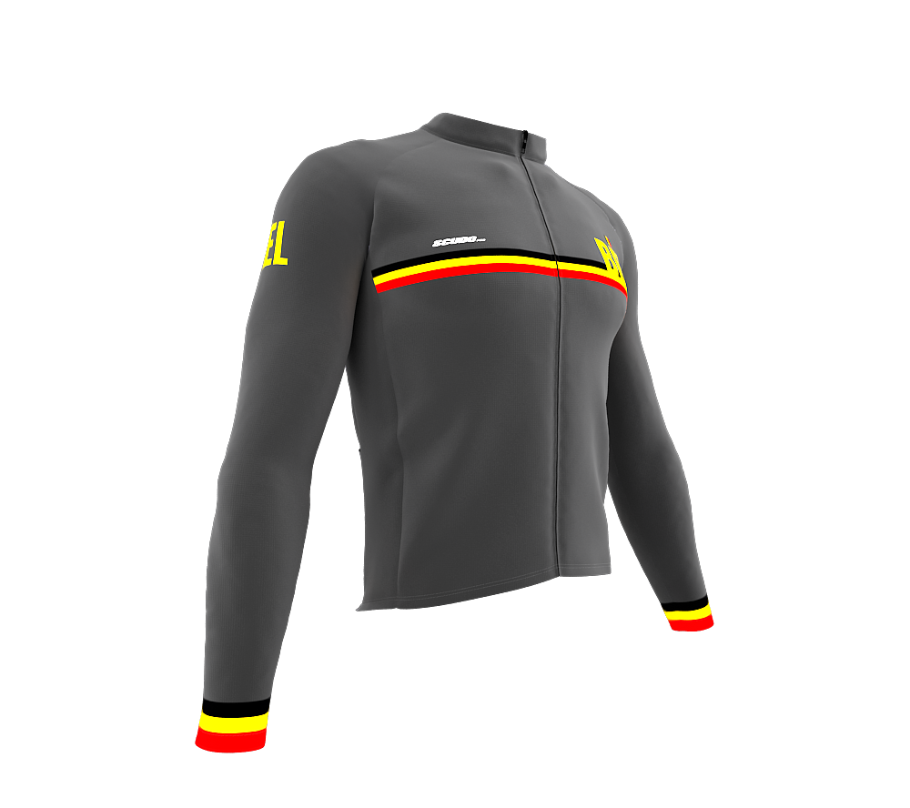 ScudoPro Pro Thermal Long Sleeve Cycling Jersey Country CODE Belgium Gray | Men and Women