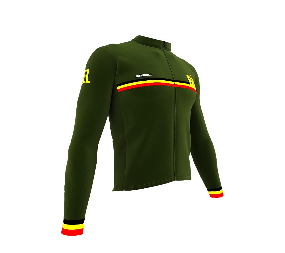 ScudoPro Pro Thermal Long Sleeve Cycling Jersey Country CODE Belgium Green | Men and Women