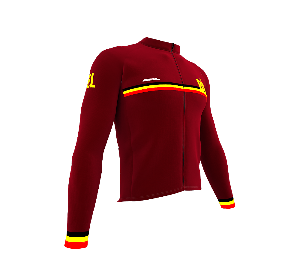 ScudoPro Pro Thermal Long Sleeve Cycling Jersey Country CODE Belgium Vine | Men and Women