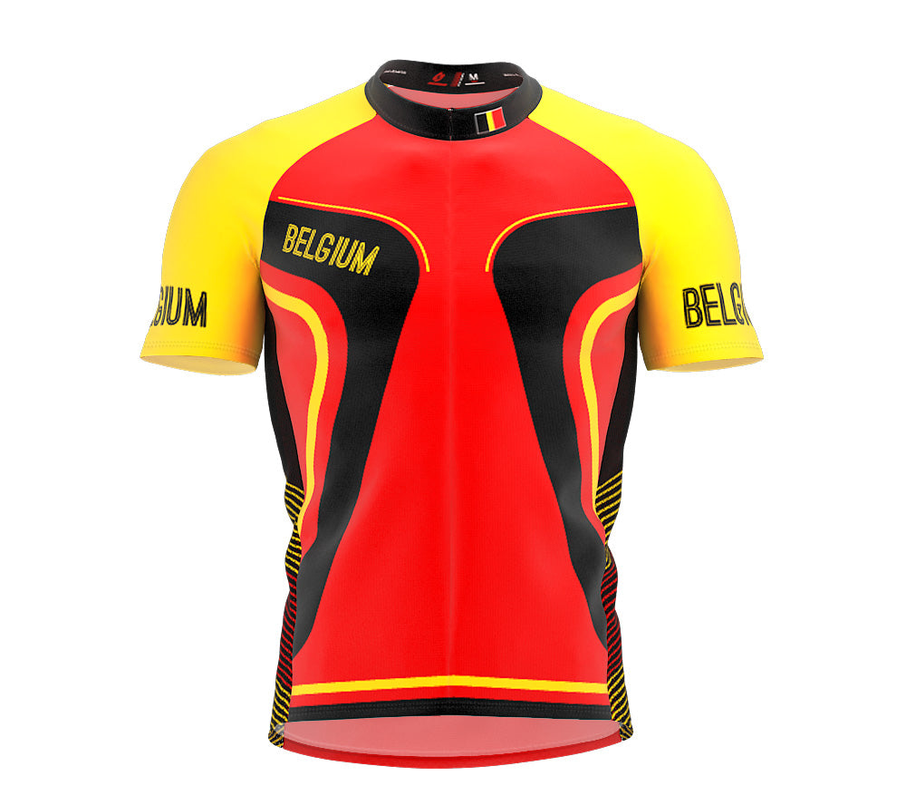 Belgium  Full Zipper Bike Short Sleeve Cycling Jersey