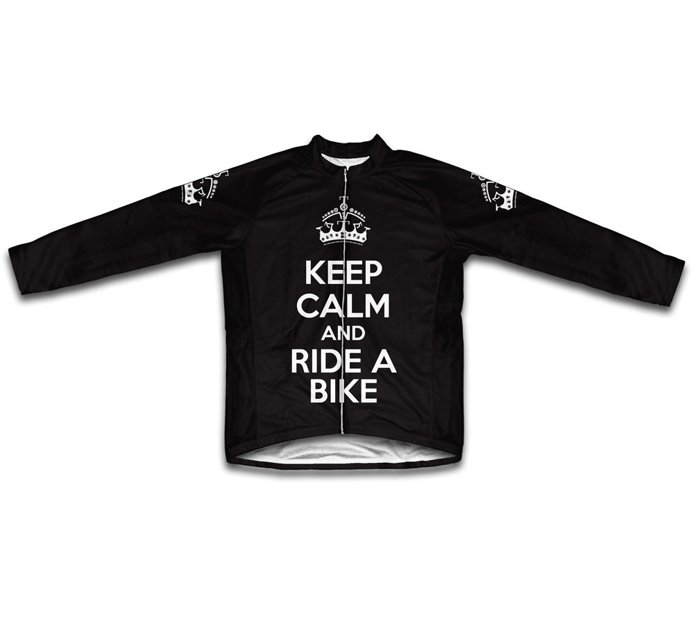 Keep Calm and Ride a Bike Black Cycling Jersey Long Sleeve