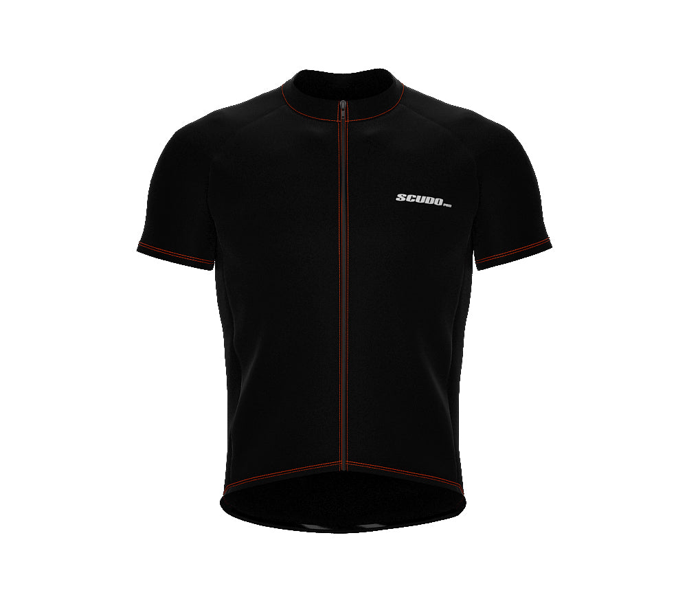 Chroma Contrast |  Short Sleeve Cycling Jersey Black - Black zip - Orange seam | Men and Women