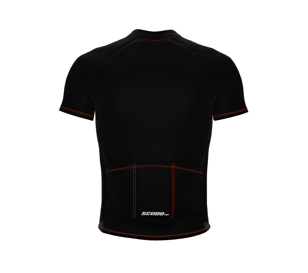 Chroma Contrast |  Short Sleeve Cycling Jersey Black - Black zip - Orange seam | Men and Women
