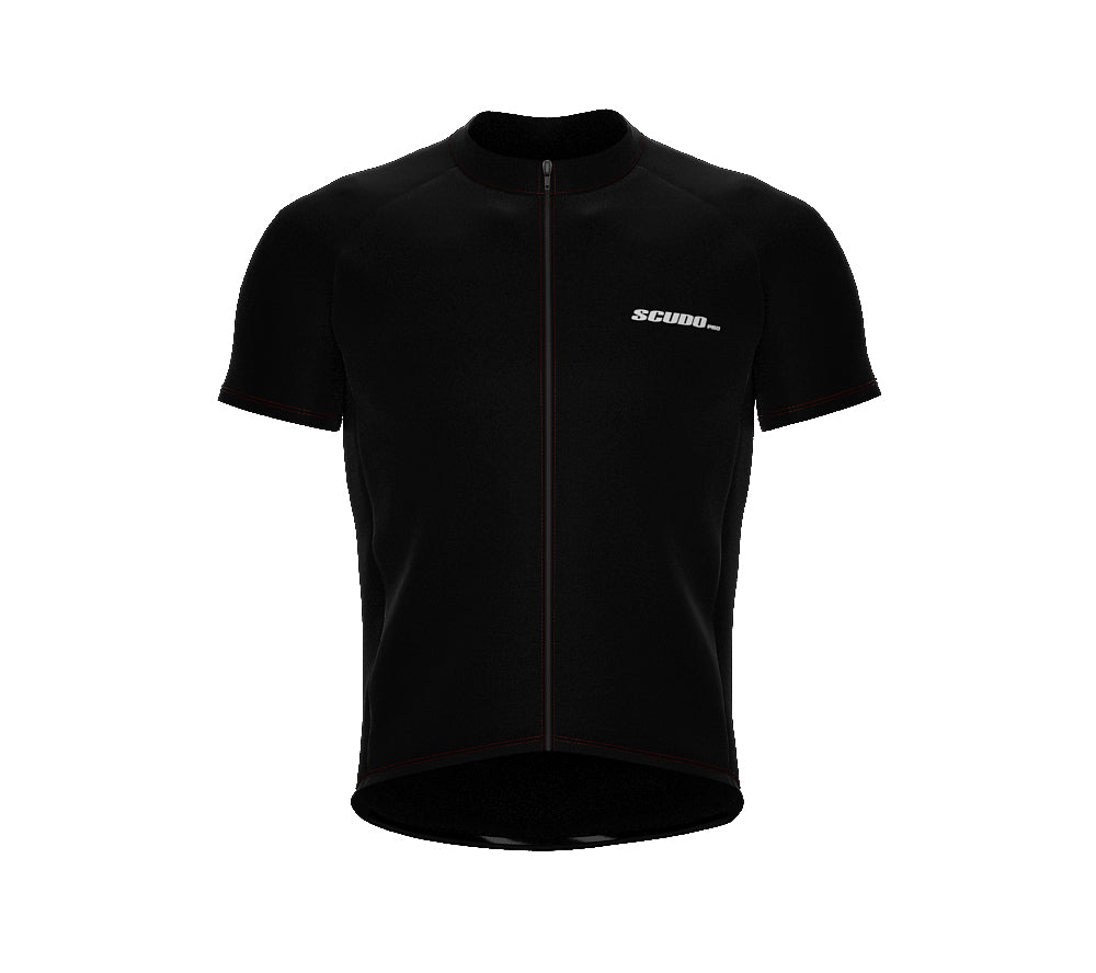 Chroma Contrast |  Short Sleeve Cycling Jersey Black - Black zip - Red seam | Men and Women