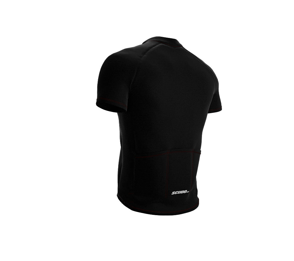 Chroma Contrast |  Short Sleeve Cycling Jersey Black - Black zip - Red seam | Men and Women