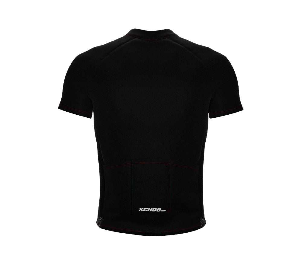 Chroma Contrast |  Short Sleeve Cycling Jersey Black - Black zip - Red seam | Men and Women