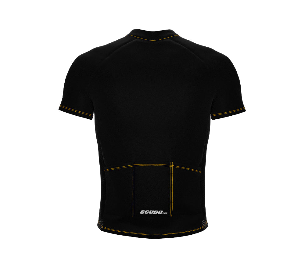 Chroma Contrast |  Short Sleeve Cycling Jersey Black - Black zip - Yellow seam | Men and Women