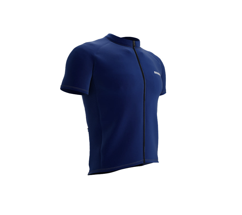 Chroma Contrast |  Short Sleeve Cycling Jersey Blue - Black zip - Gray seam | Men and Women