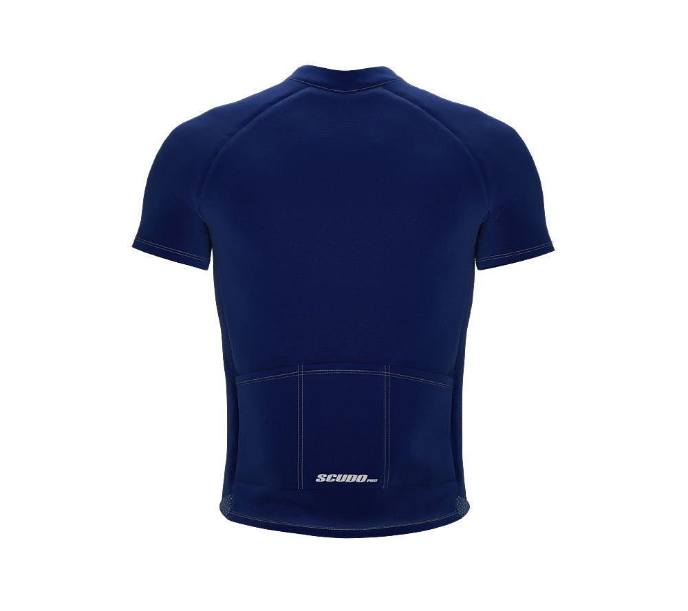 Chroma Contrast |  Short Sleeve Cycling Jersey Blue - Black zip - Gray seam | Men and Women