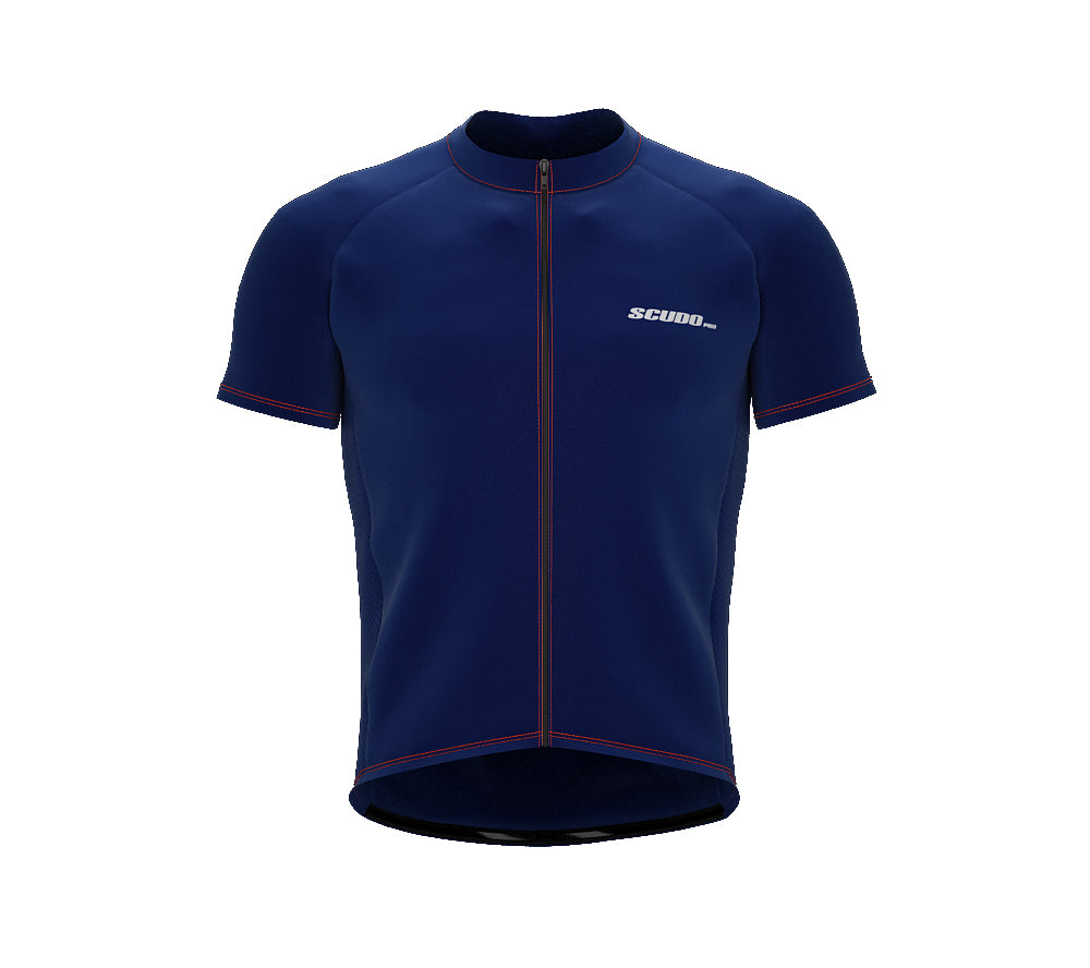 Chroma Contrast |  Short Sleeve Cycling Jersey Blue - Black zip - Orange seam | Men and Women
