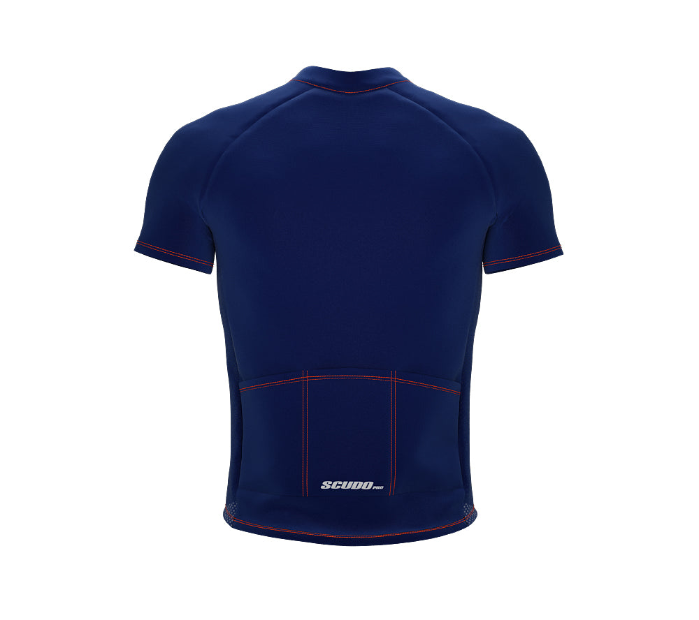 Chroma Contrast |  Short Sleeve Cycling Jersey Blue - Black zip - Orange seam | Men and Women