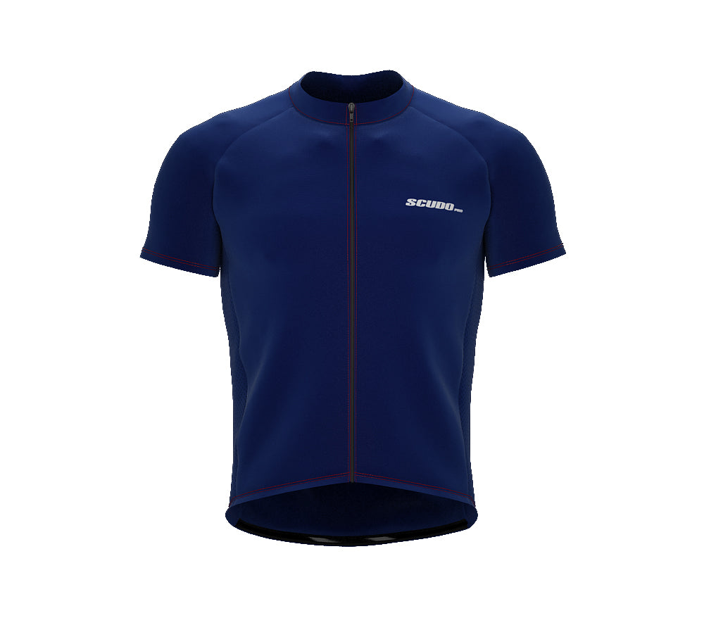 Chroma Contrast |  Short Sleeve Cycling Jersey Blue - Black zip - Red seam | Men and Women