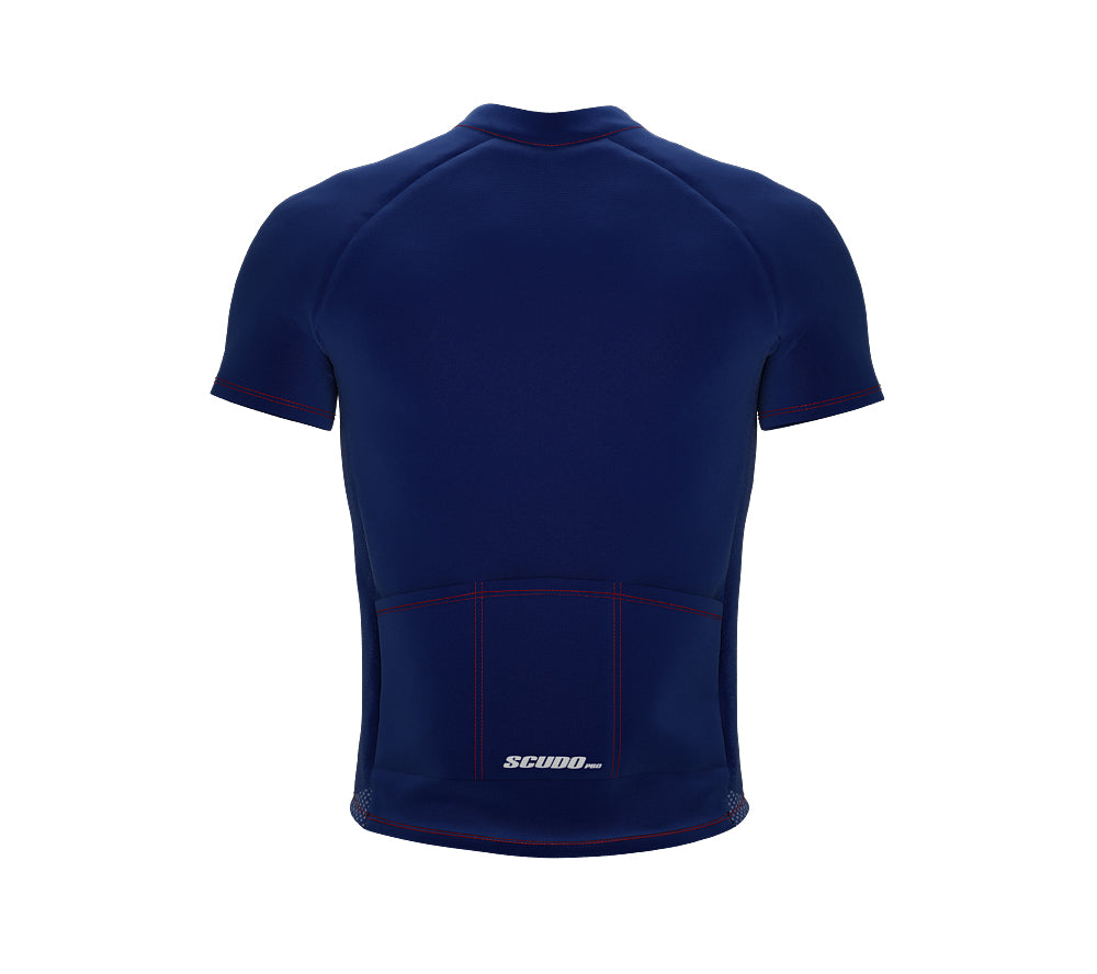 Chroma Contrast |  Short Sleeve Cycling Jersey Blue - Black zip - Red seam | Men and Women