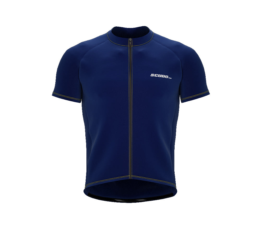 Chroma Contrast |  Short Sleeve Cycling Jersey Blue - Black zip - Yellow seam | Men and Women