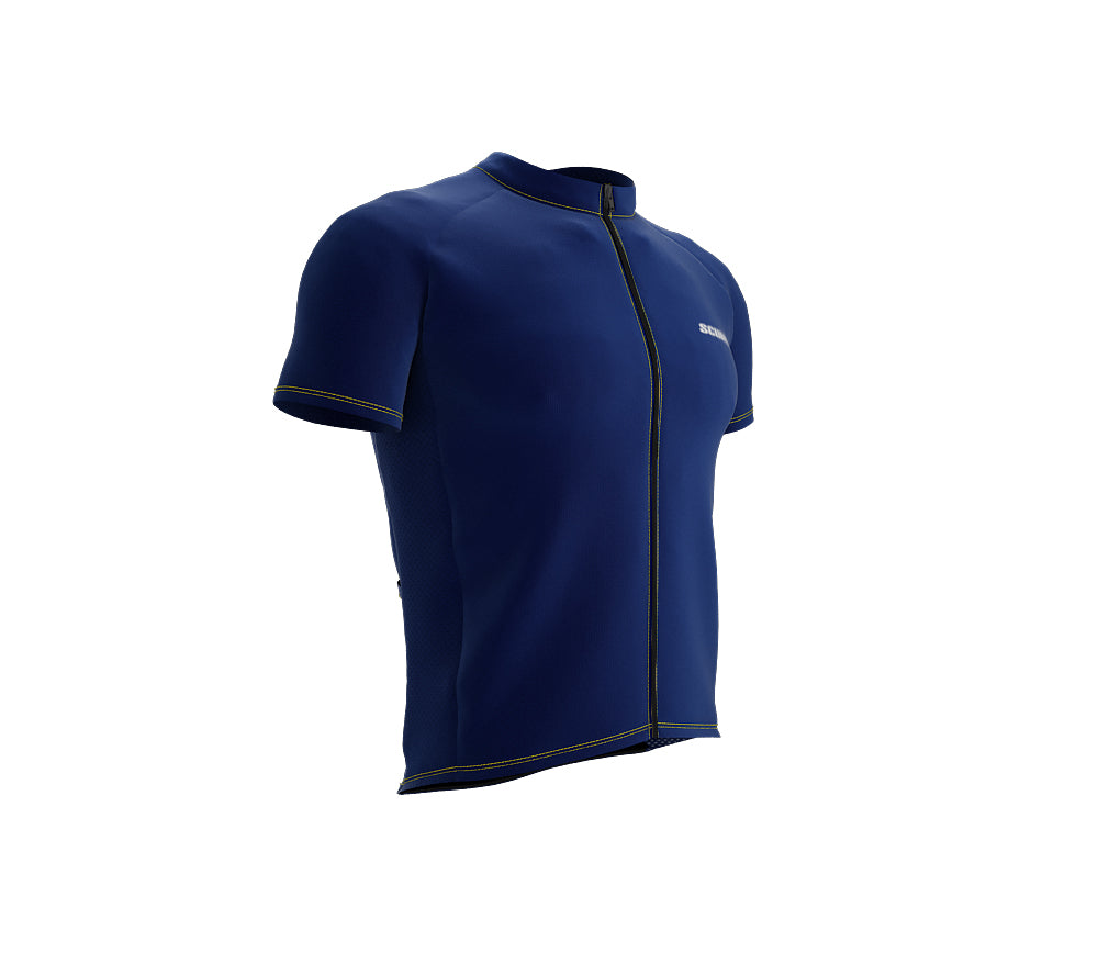 Chroma Contrast |  Short Sleeve Cycling Jersey Blue - Black zip - Yellow seam | Men and Women