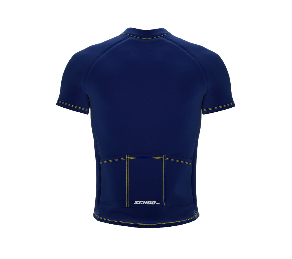 Chroma Contrast |  Short Sleeve Cycling Jersey Blue - Black zip - Yellow seam | Men and Women