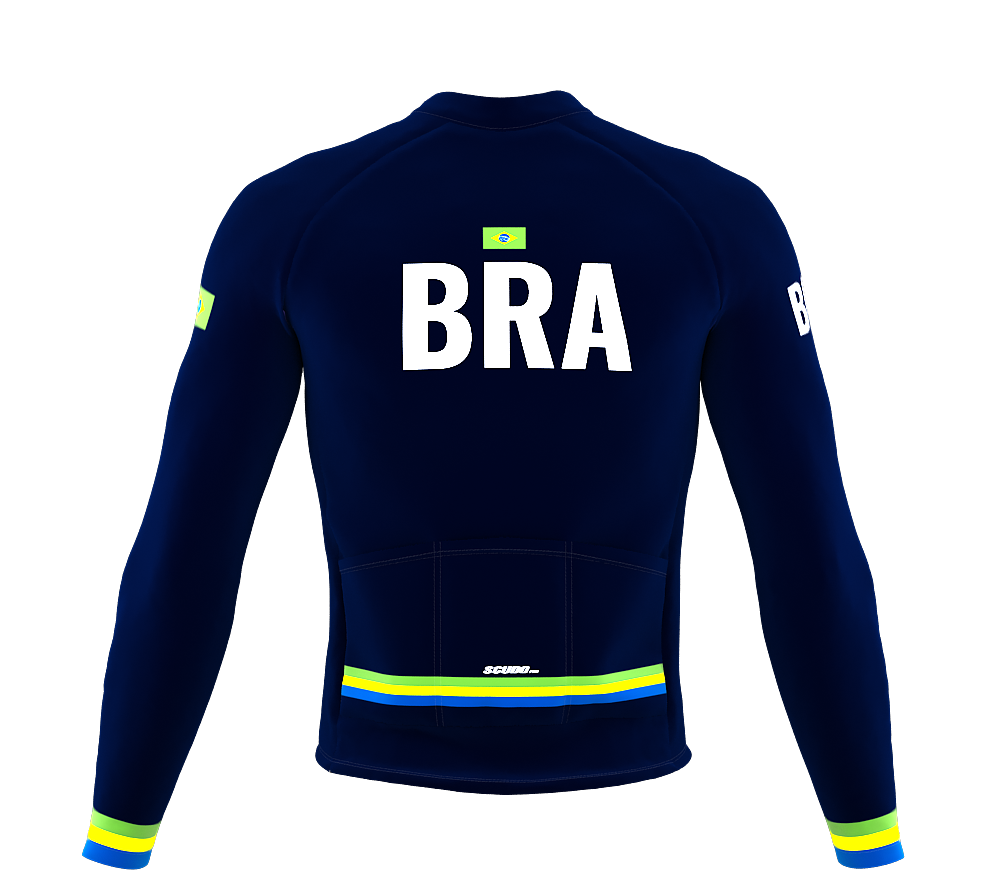 ScudoPro Pro Thermal Long Sleeve Cycling Jersey Country CODE Brasil Blue | Men and Women
