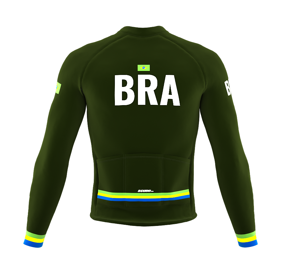 ScudoPro Pro Thermal Long Sleeve Cycling Jersey Country CODE Brasil Green | Men and Women