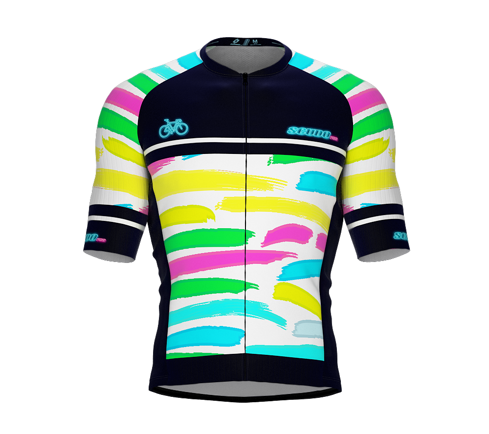 ScudoPro Elite Fit Short Sleeve Cycling Jersey Retro BrushStrock |  Men and Women