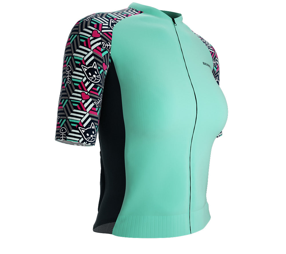 Scudopro Pro-Elite Short Sleeve Cycling Pro Fit Jersey Cat Dimension for Women
