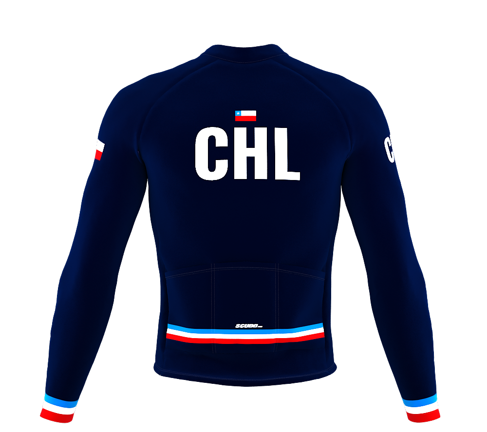 ScudoPro Pro Thermal Long Sleeve Cycling Jersey Country CODE Chile Blue | Men and Women