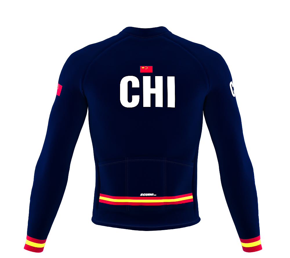 ScudoPro Pro Thermal Long Sleeve Cycling Jersey Country CODE China Blue | Men and Women