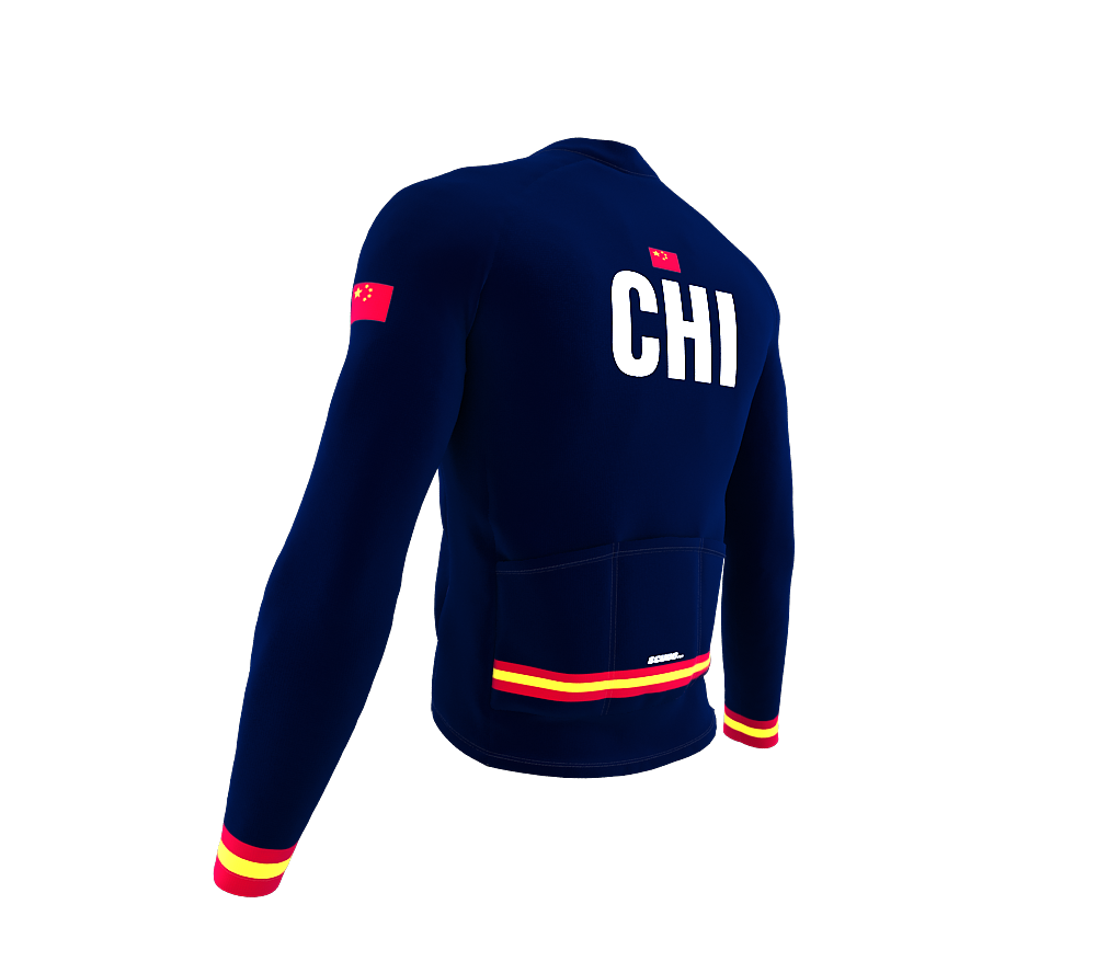ScudoPro Pro Thermal Long Sleeve Cycling Jersey Country CODE China Blue | Men and Women