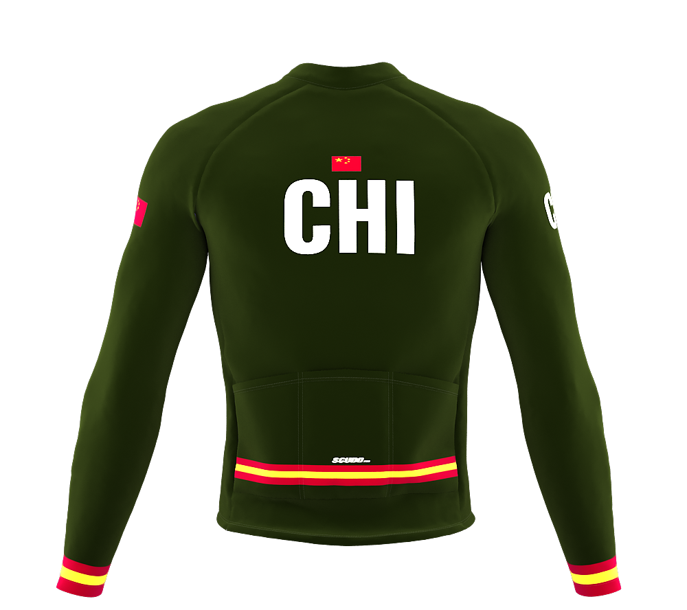 ScudoPro Pro Thermal Long Sleeve Cycling Jersey Country CODE China Green | Men and Women