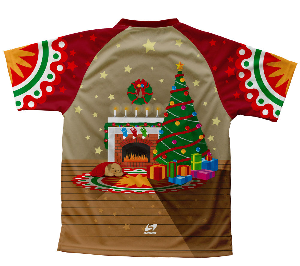 Christmas Fireplace Technical T-Shirt for Men and Women