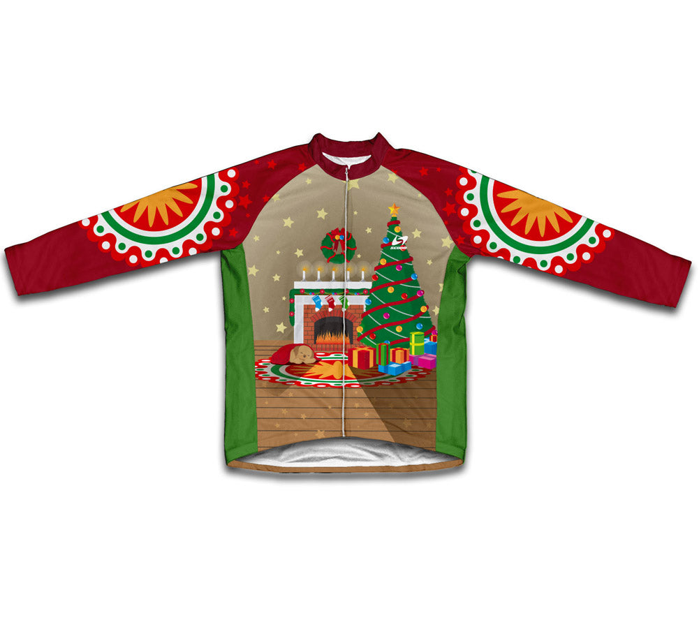 Christmas Fireplace Winter Thermal Cycling Jersey