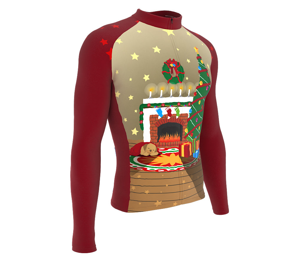Christmas Fireplace Short Sleeve Cycling Jersey for Men and Women