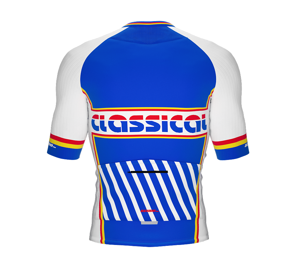 ScudoPro Elite Fit Short Sleeve Cycling Jersey Retro Classical Blue |  Men and Women
