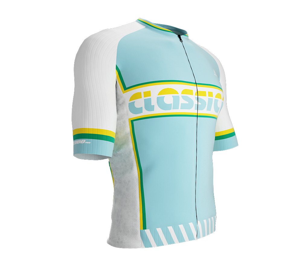 ScudoPro Elite Fit Short Sleeve Cycling Jersey Retro Classical Aqua |  Men and Women