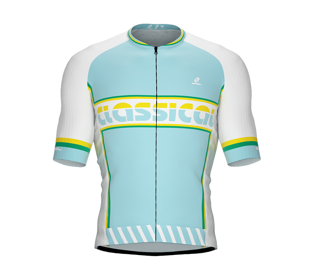 ScudoPro Elite Fit Short Sleeve Cycling Jersey Retro Classical Aqua |  Men and Women