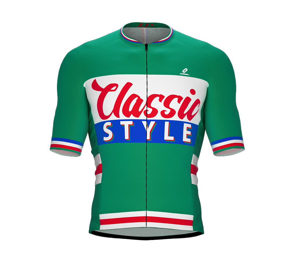 ScudoPro Elite Fit Short Sleeve Cycling Jersey Retro Classic Style Green |  Men and Women