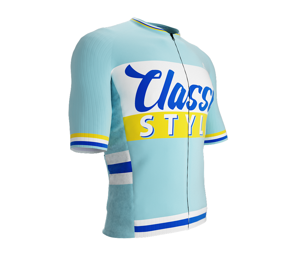 ScudoPro Elite Fit Short Sleeve Cycling Jersey Retro Classic Style Aqua |  Men and Women