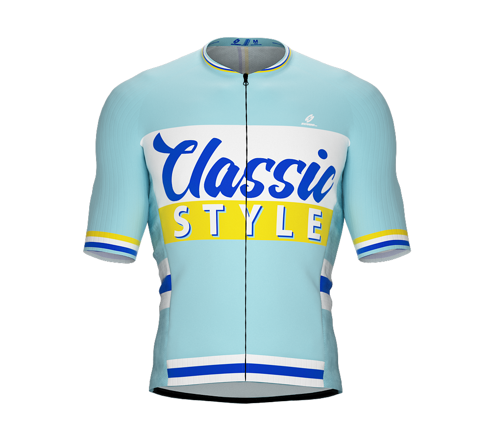 ScudoPro Elite Fit Short Sleeve Cycling Jersey Retro Classic Style Aqua |  Men and Women