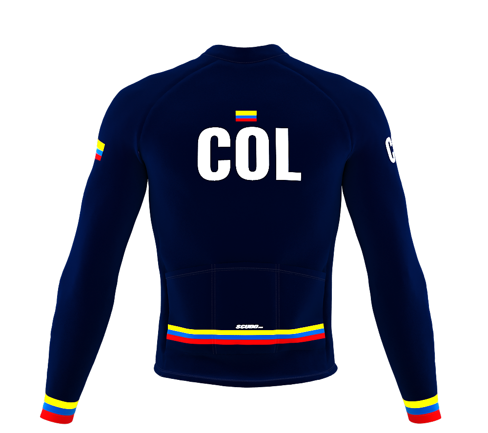 ScudoPro Pro Thermal Long Sleeve Cycling Jersey Country CODE Colombia Blue | Men and Women