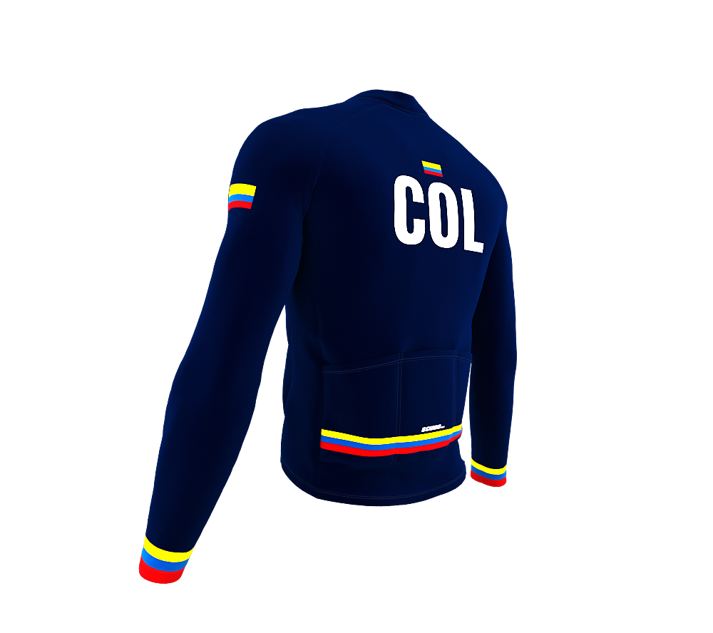 ScudoPro Pro Thermal Long Sleeve Cycling Jersey Country CODE Colombia Blue | Men and Women