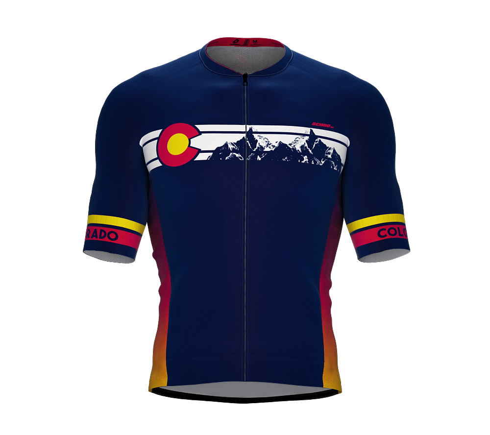 ScudoPro Pro-Elite Short Sleeve Cycling Jersey Colorado USA State Icon landmark symbol identity  | Men and Women