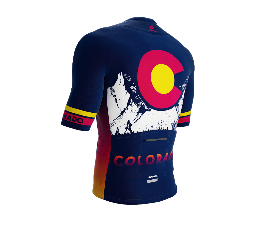 ScudoPro Pro-Elite Short Sleeve Cycling Jersey Colorado USA State Icon landmark symbol identity  | Men and Women